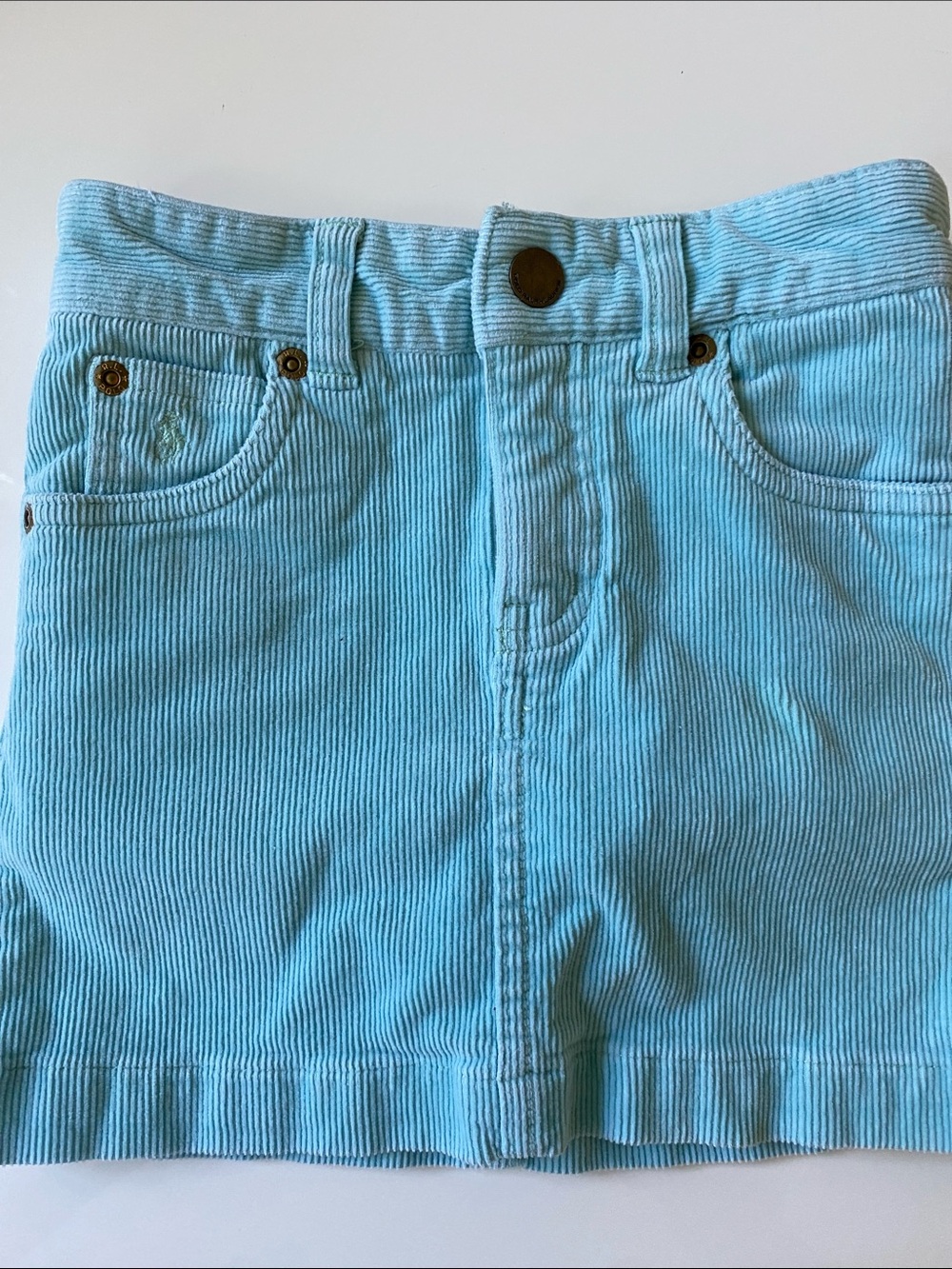 Ralph Lauren Light Blue Corduroy A-Line Kids 4t Skort with logo